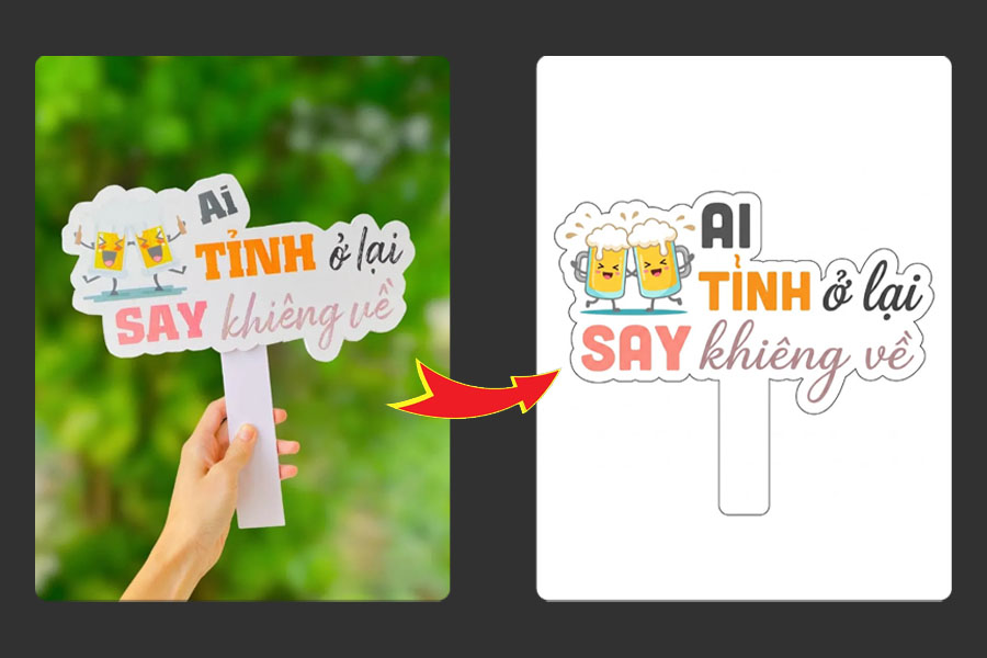Ứng dụng AI vào làm hashtag cầm tay, chất lượng cao cho in ấn