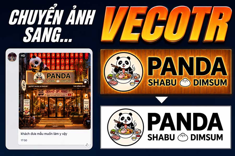 Chi tiết quy trình phục hồi từ ảnh biển hiệu cho tới file vecotr thiết kế thi công thực tế